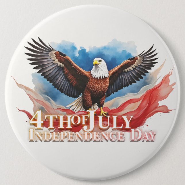 4th of July Eagle – Patriotic Art Design Button (Front)