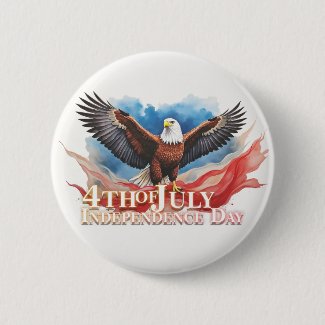 4th of July Eagle – Patriotic Art Design Button