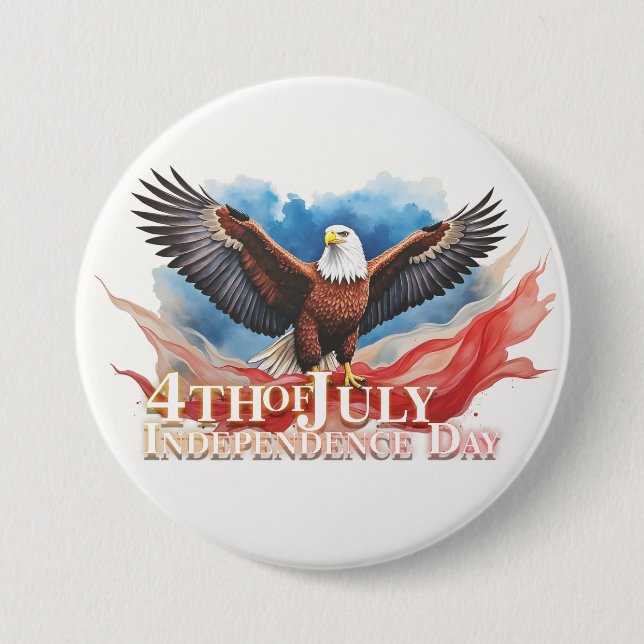 4th of July Eagle – Patriotic Art Design Button (Front)