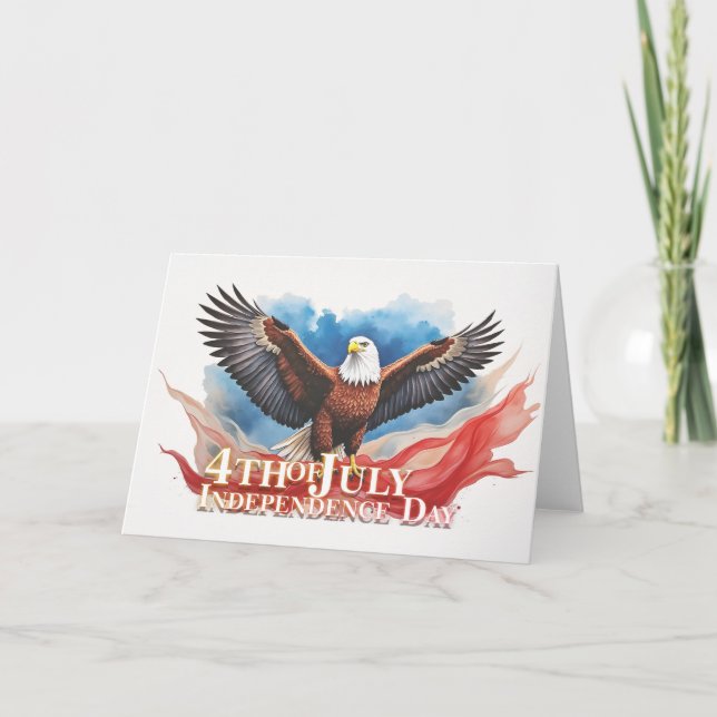 4th of July Eagle – Patriotic Art Design Card (Front)