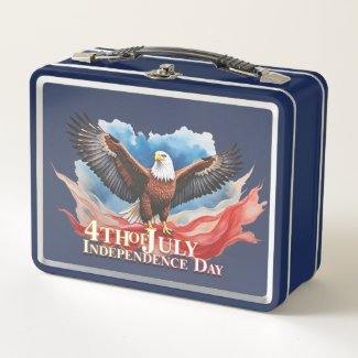 4th of July Eagle – Patriotic Art Design Metal Lunch Box