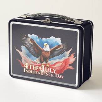 4th of July Eagle – Patriotic Art Design Metal Lunch Box
