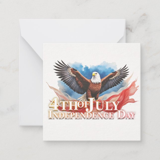 4th of July Eagle – Patriotic Art Design Note Card (Front)
