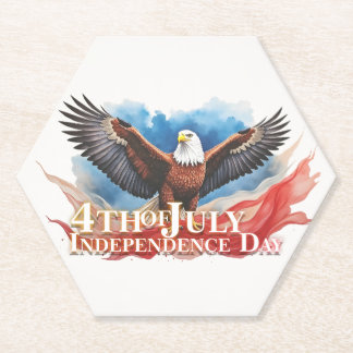 4th of July Eagle – Patriotic Art Design Paper Coaster