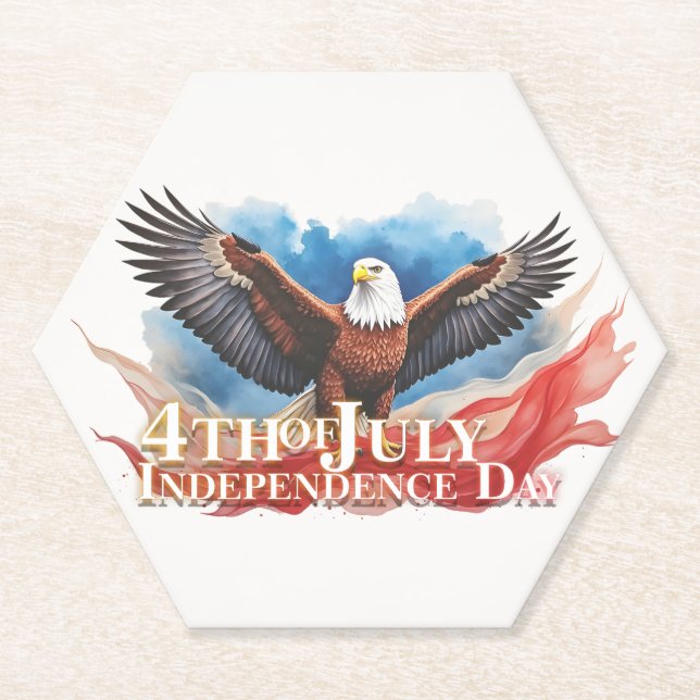 4th of July Eagle – Patriotic Art Design Paper Coaster (Front)