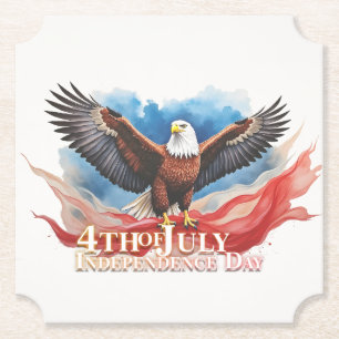 4th of July Eagle – Patriotic Art Design Paper Coaster