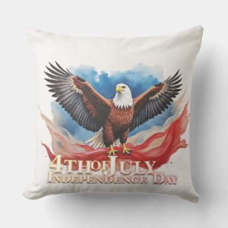 4th of July Eagle – Patriotic Art Design Throw Pillow