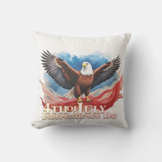 4th of July Eagle – Patriotic Art Design Throw Pillow