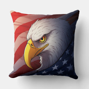 4th of July Eagle – Patriotic USA Design Throw Pillow
