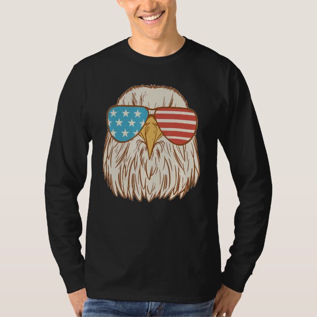 4th Of July Eagle Usa Flag Glasses Men Women Fourt T-Shirt (Front)