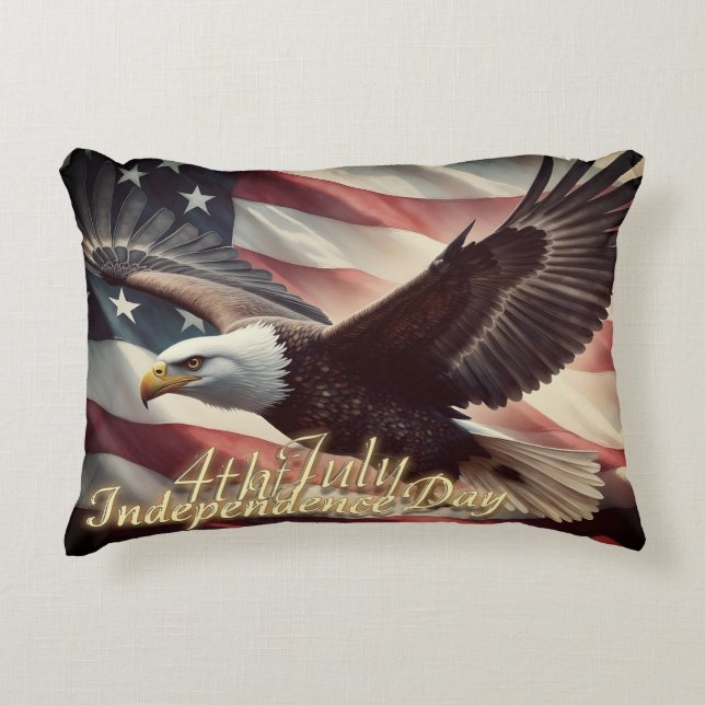 4th of July Eagle with American Flag Accent Pillow (Front)