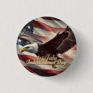 4th of July Eagle with American Flag Button