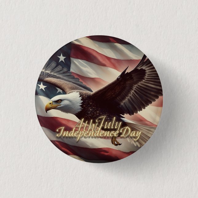 4th of July Eagle with American Flag Button (Front)