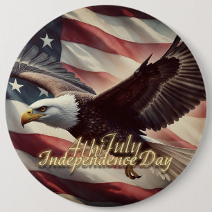 4th of July Eagle with American Flag Button