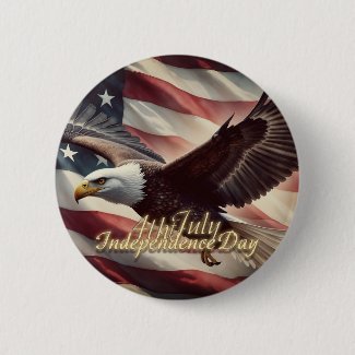 4th of July Eagle with American Flag Button