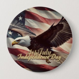 4th of July Eagle with American Flag Button