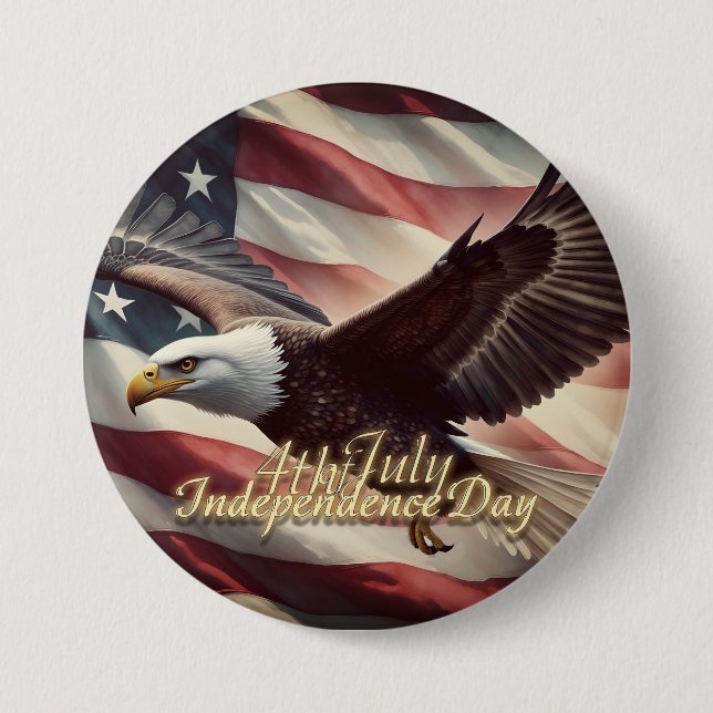 4th of July Eagle with American Flag Button (Front)