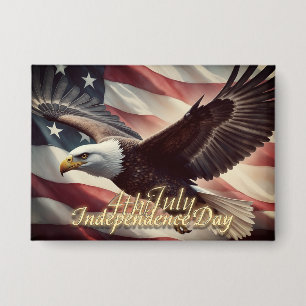 4th of July Eagle with American Flag Button