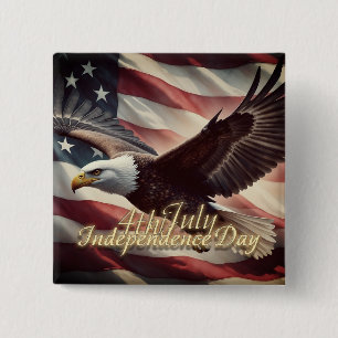 4th of July Eagle with American Flag Button
