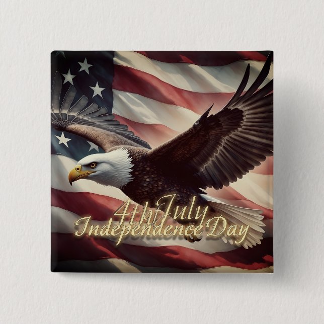 4th of July Eagle with American Flag Button (Front)