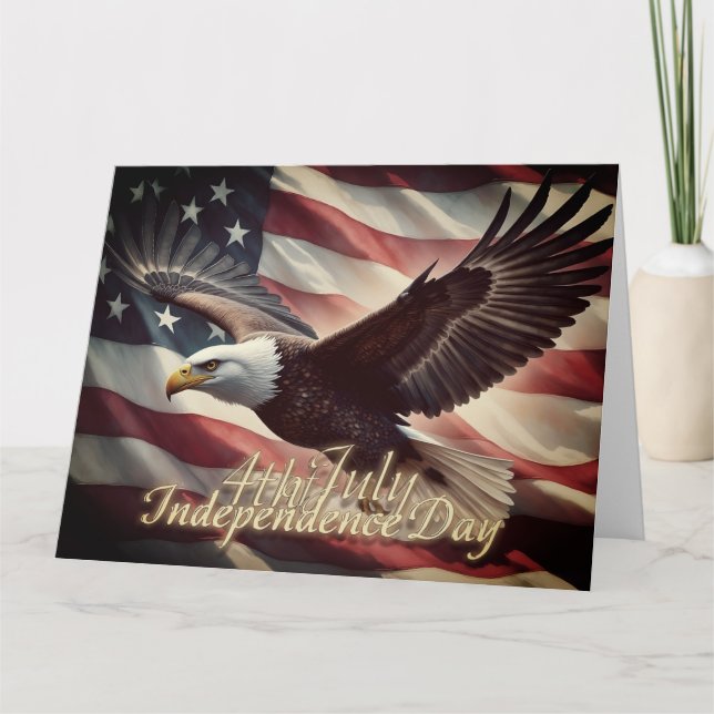 4th of July Eagle with American Flag Card (Front)