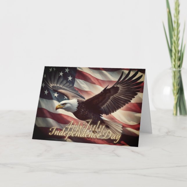 4th of July Eagle with American Flag Card (Front)