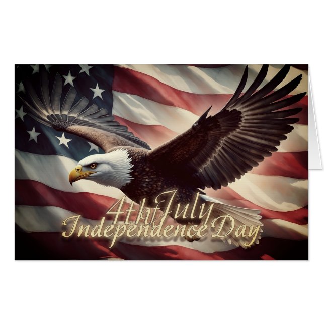 4th of July Eagle with American Flag Card (Front Horizontal)