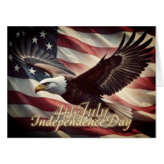 4th of July Eagle with American Flag Card