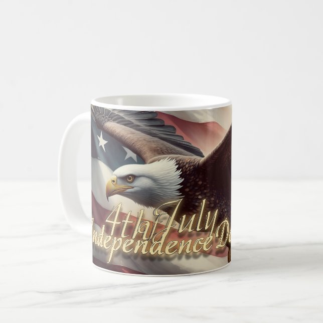 4th of July Eagle with American Flag Coffee Mug (Front Left)