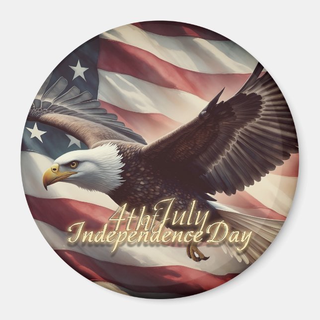 4th of July Eagle with American Flag Magnet (Front)