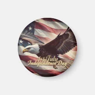 4th of July Eagle with American Flag Magnet