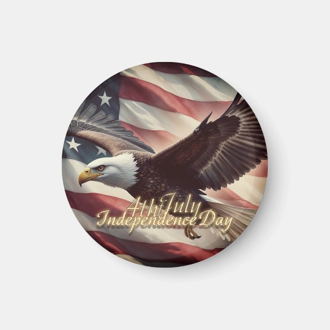 4th of July Eagle with American Flag Magnet (Front)