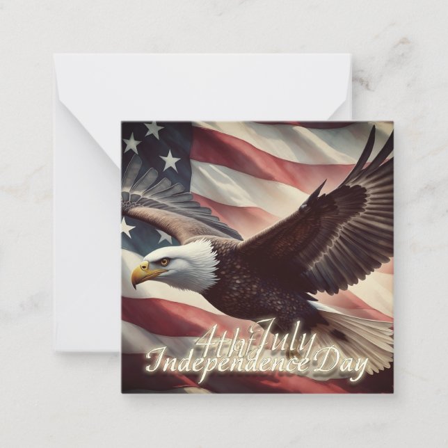 4th of July Eagle with American Flag Note Card (Front)