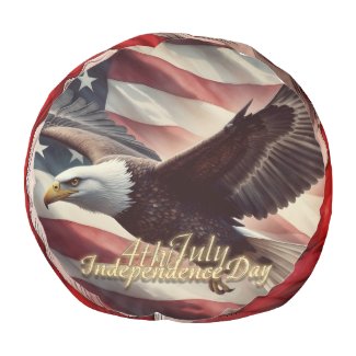 4th of July Eagle with American Flag Pouf