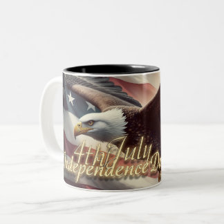 4th of July Eagle with American Flag Two-Tone Coffee Mug
