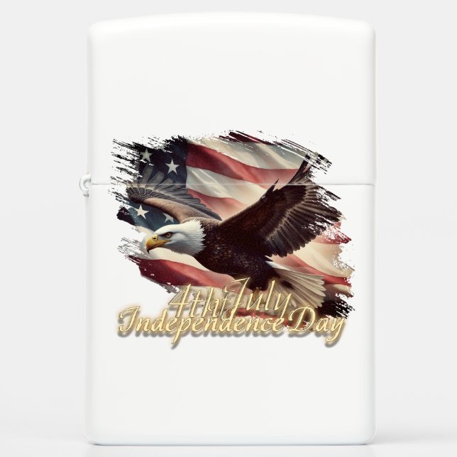 4th of July Eagle with American Flag Zippo Lighter (Front)