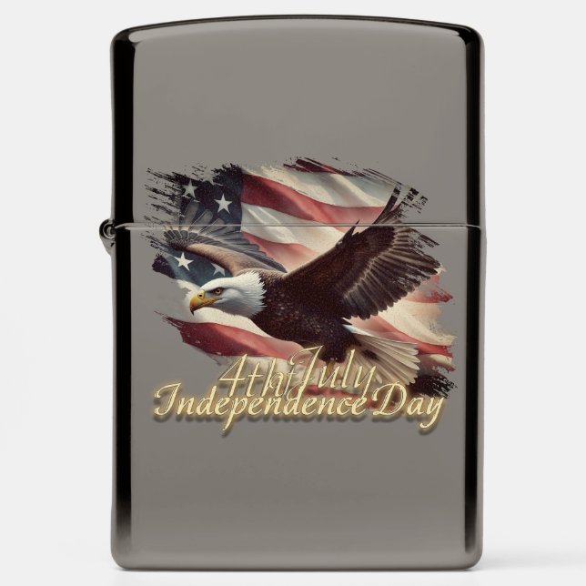 4th of July Eagle with American Flag Zippo Lighter (Front)