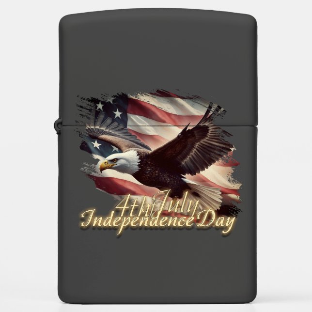 4th of July Eagle with American Flag Zippo Lighter (Front)