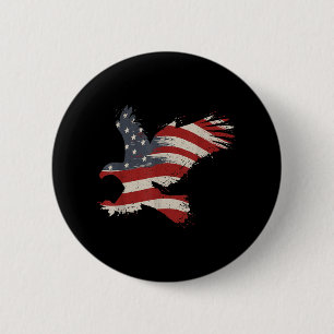 4th Of July Eagle With Usa American Flag Gift Tee Button