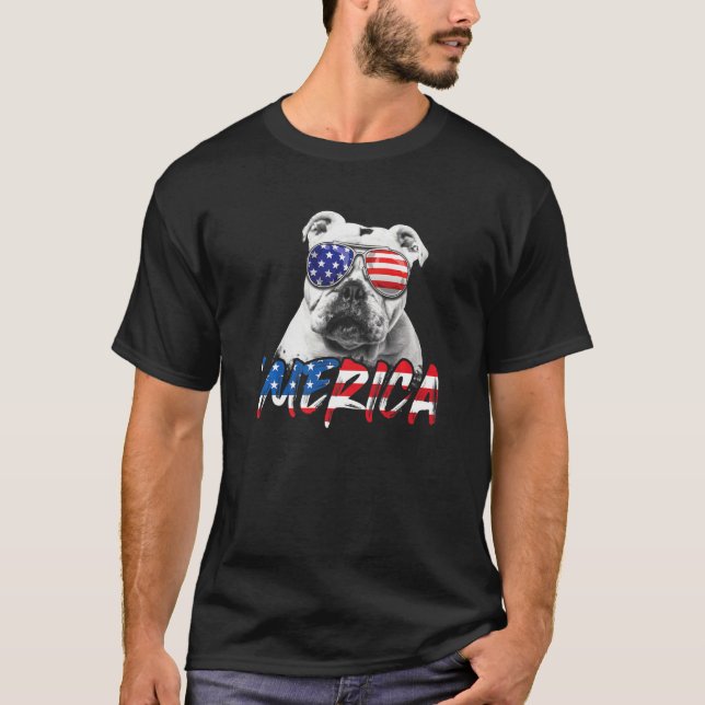 4th Of July English Bulldog American Flag Patrioti T-Shirt (Front)