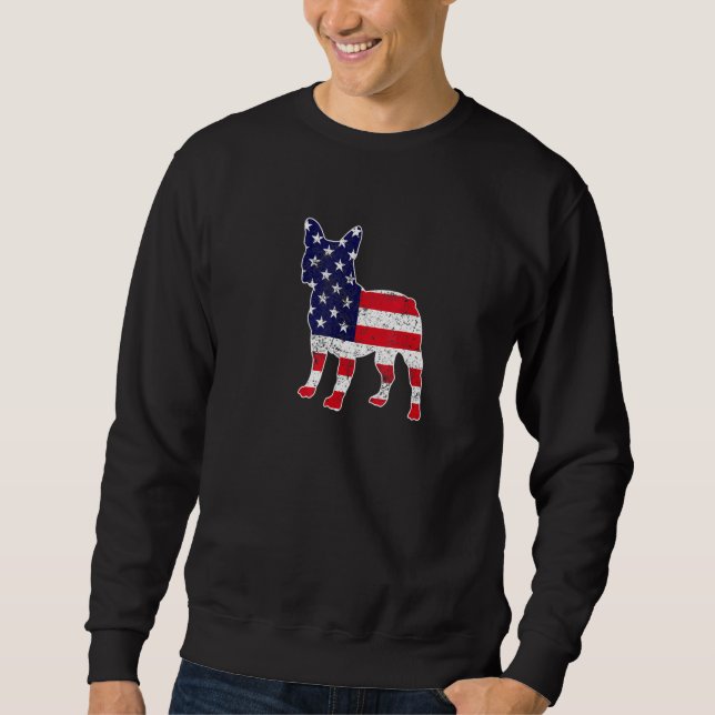 4th Of July English Bulldog Graphic Patriotic Amer Sweatshirt (Front)