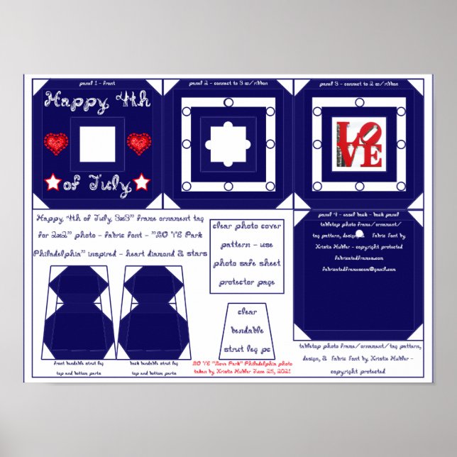 4th of July Fabric Font Love Park Photo Frame Poster (Front)