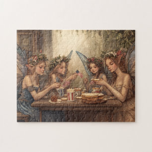 4th of July Fairy Tea Vintage Cottagecore Patrioti Jigsaw Puzzle