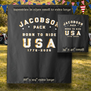 4th Of July Family Born To Ride Pack Customize Tapestry