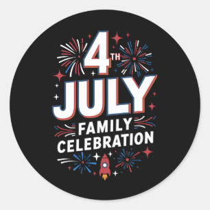 4th of July Family Celebration 2024 Family Group Classic Round Sticker