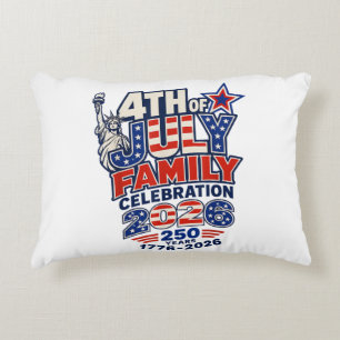 4th of July Family Celebration 2026 250 Years 1776 Accent Pillow