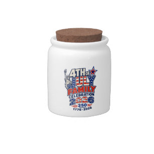 4th of July Family Celebration 2026 250 Years 1776 Candy Jar