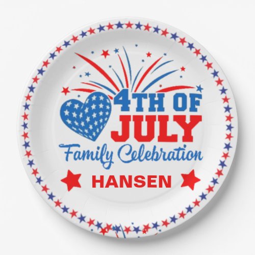 4th Of July Family Celebration Paper Plates