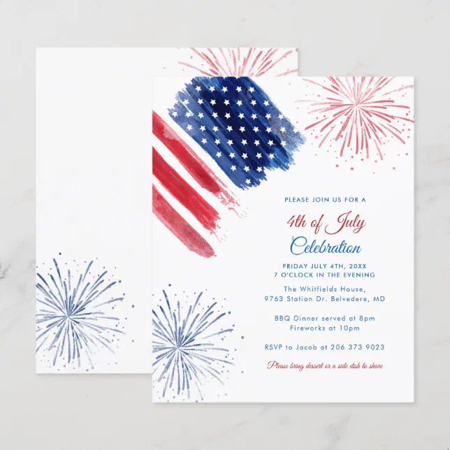 4th of July Family Party Red White Blue Invitation | Zazzle