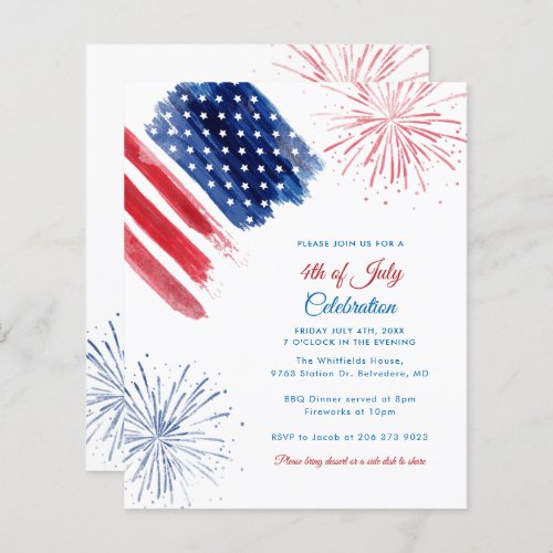 4th of July Family Party Red White Blue Invitation